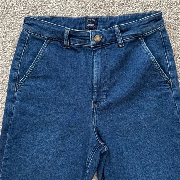 J. Crew Factory Dark Blue High-Rise Trouser Jeans - Picture 9 of 12